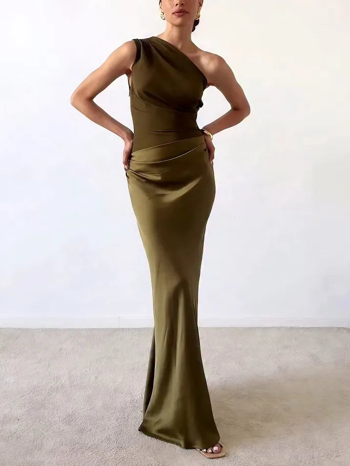 Alessandra™ | Elegant One-Shoulder Maxi Dress