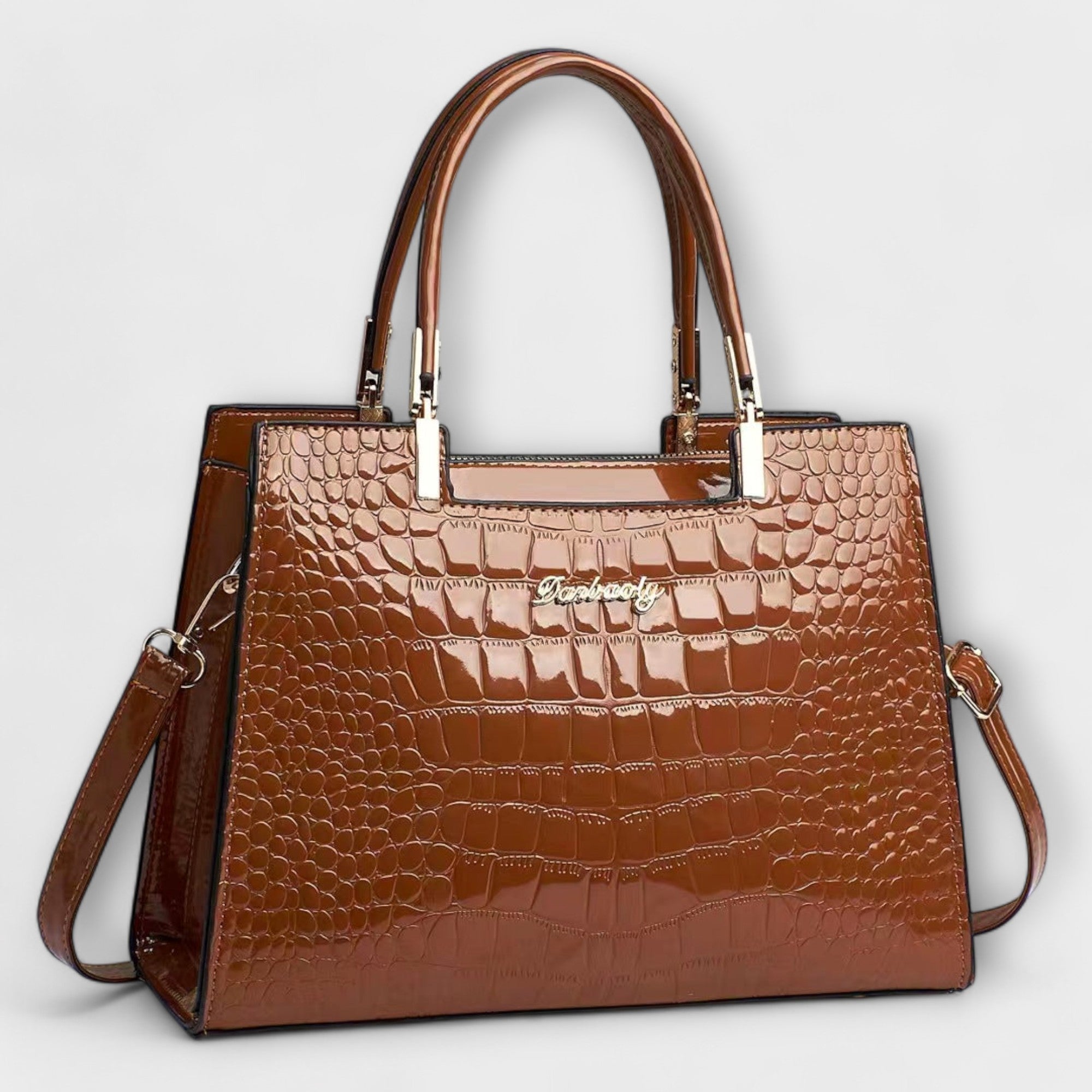 Brielle™ Glossy Crocodile Patterned Handbag