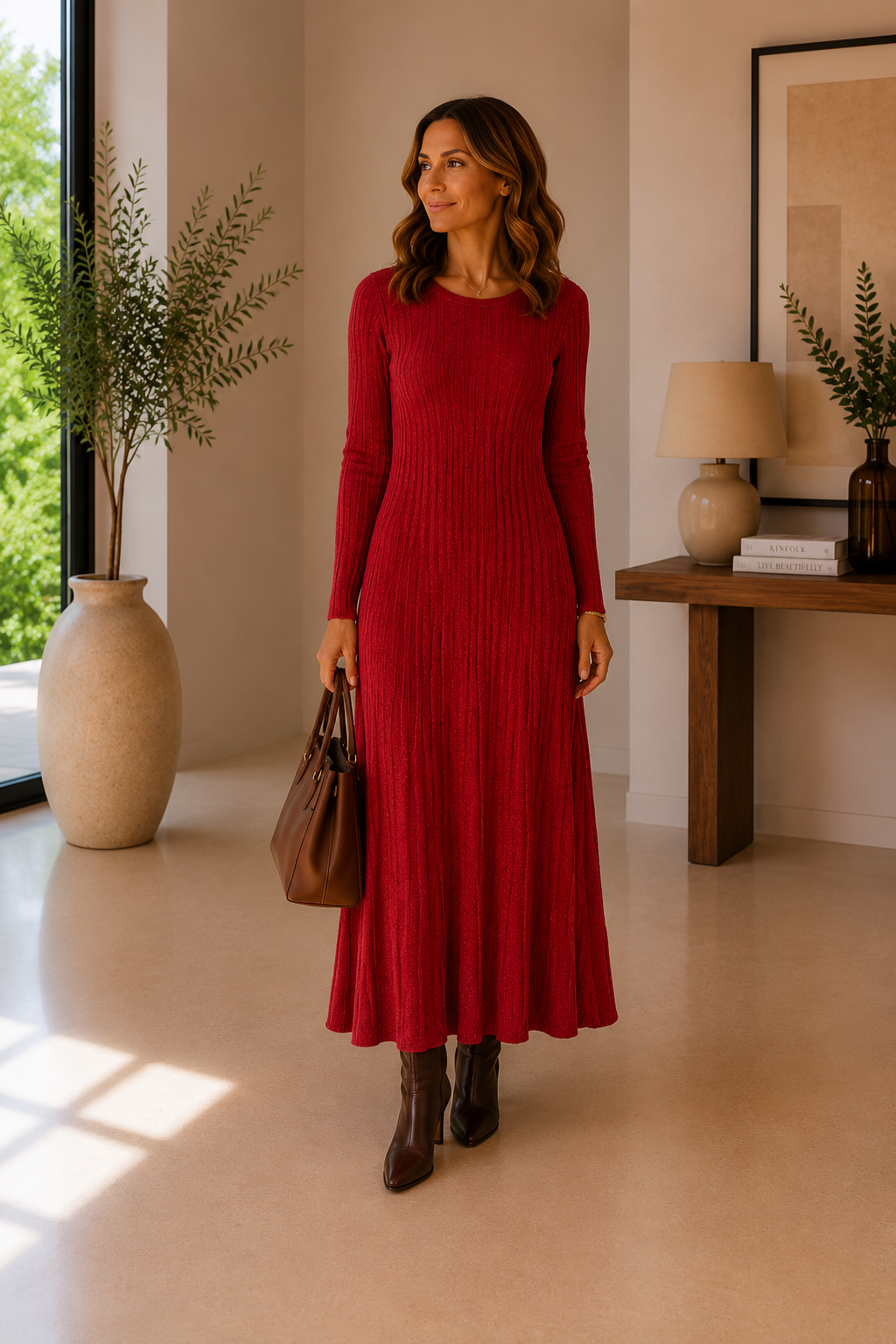 Elara™ - Cable Knit Maxi Dress