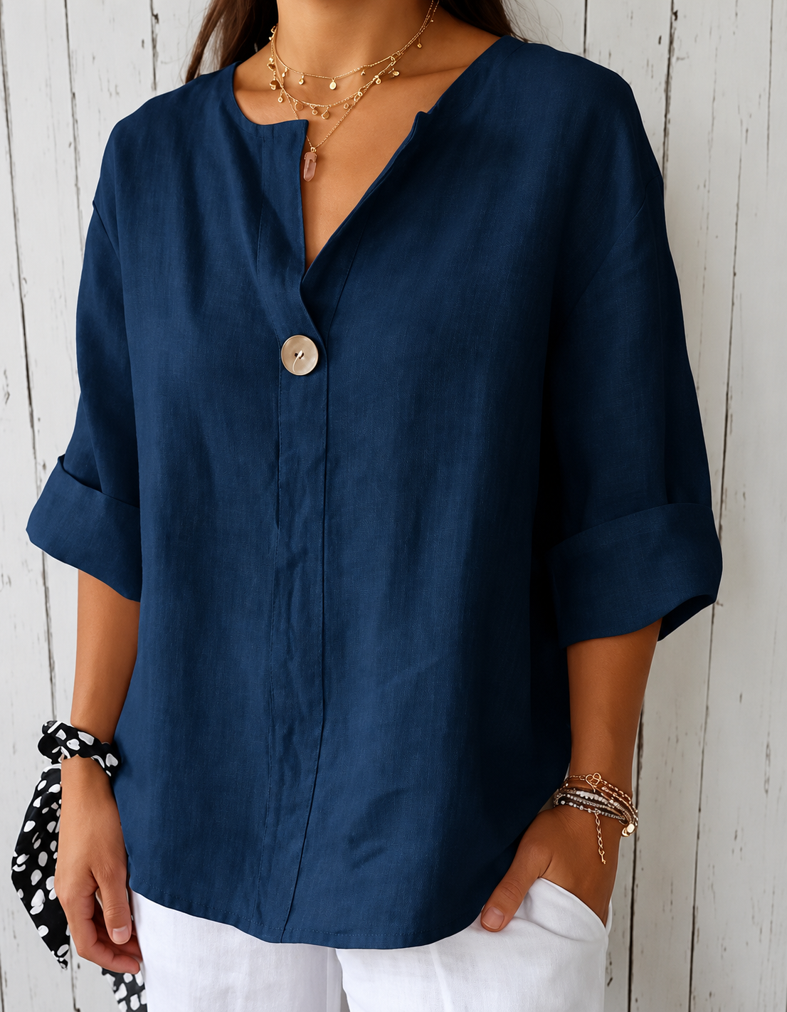 Iris™ | Relaxed V-Neck Linen Top