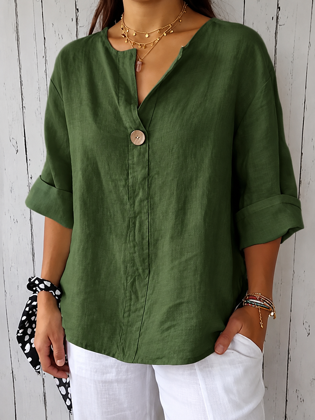 Iris™ | Relaxed V-Neck Linen Top