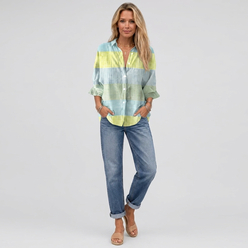 Filippa™ | Pastel Grid Blouse