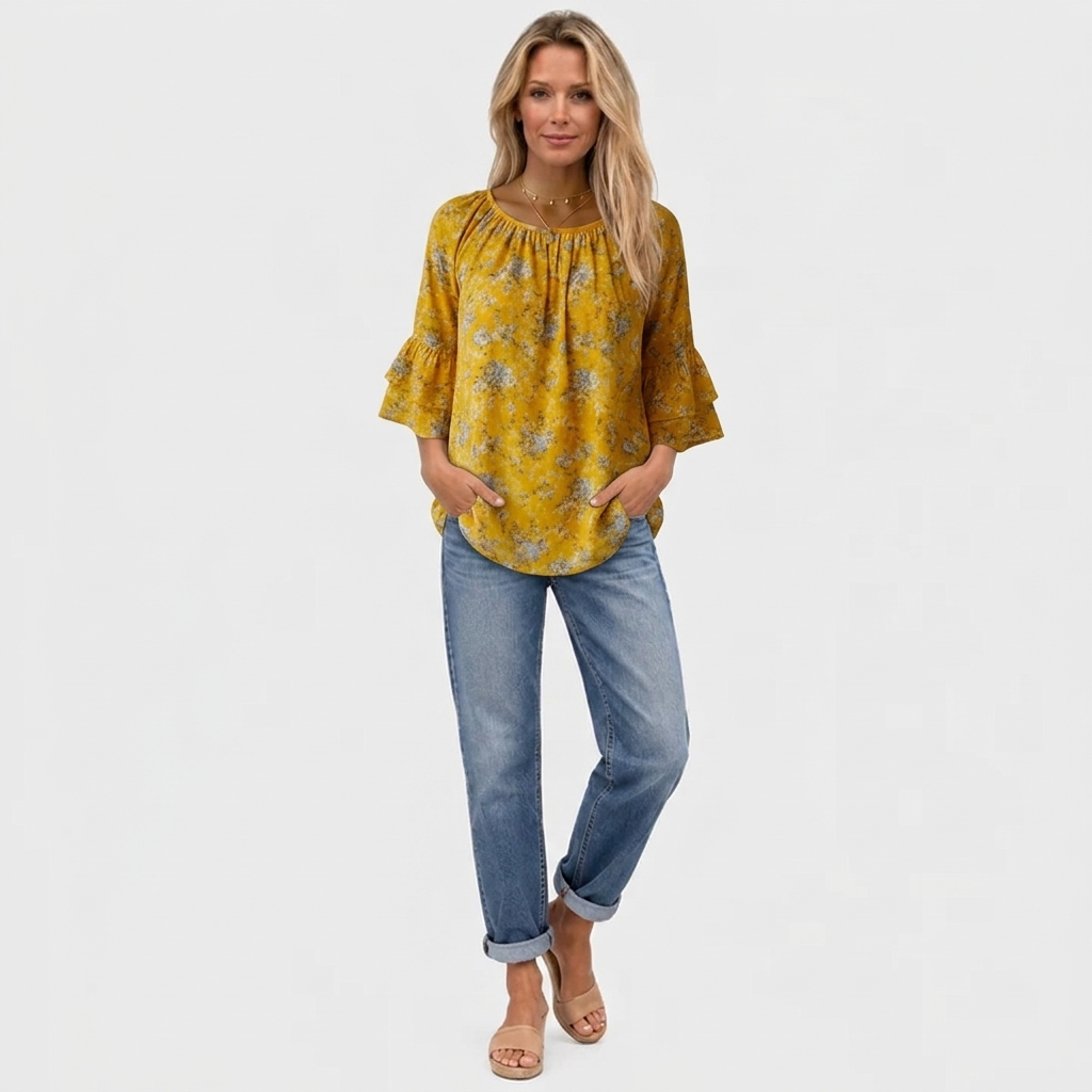 Thea™ - Vintage Blouse With Floral Pattern