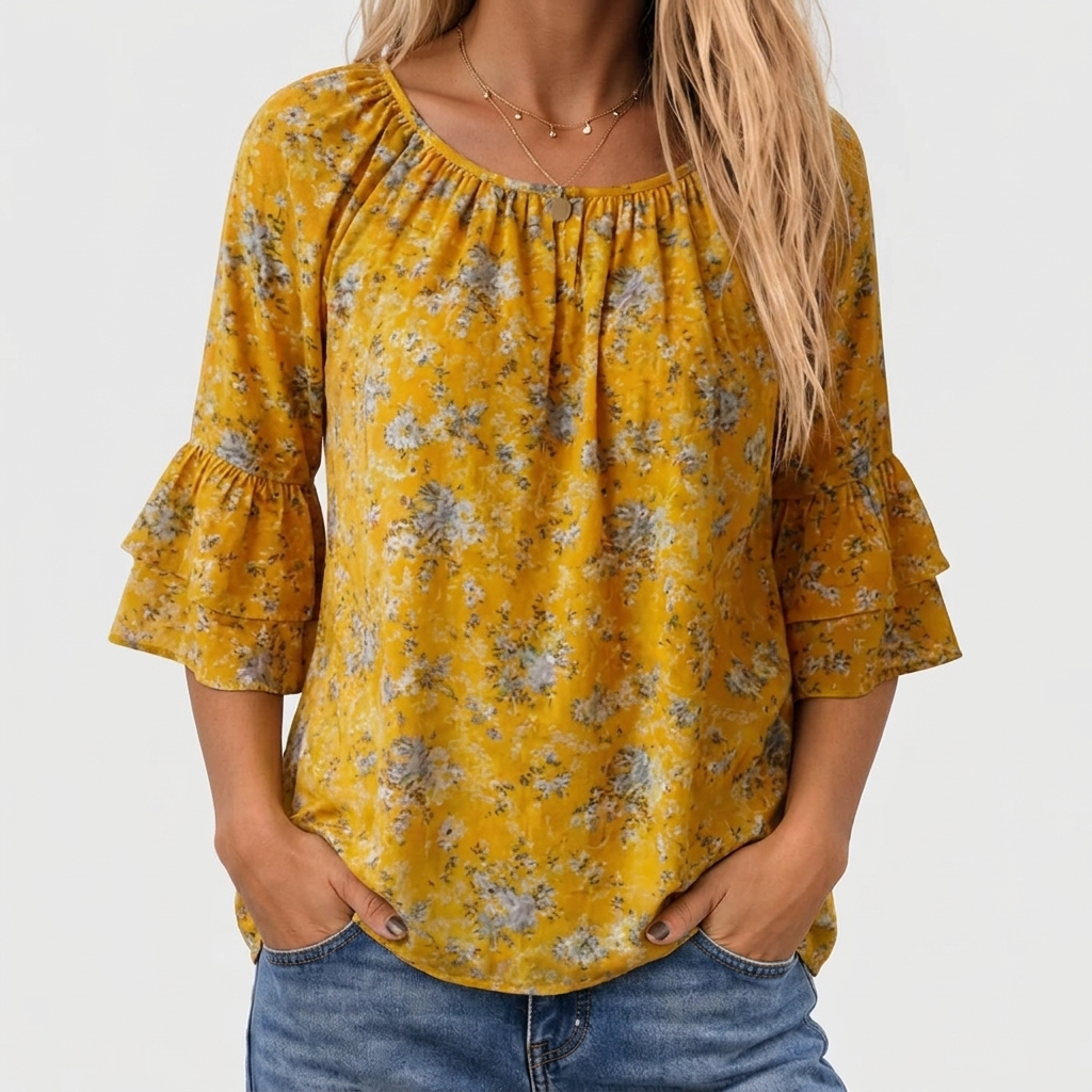 Thea™ - Vintage Blouse With Floral Pattern