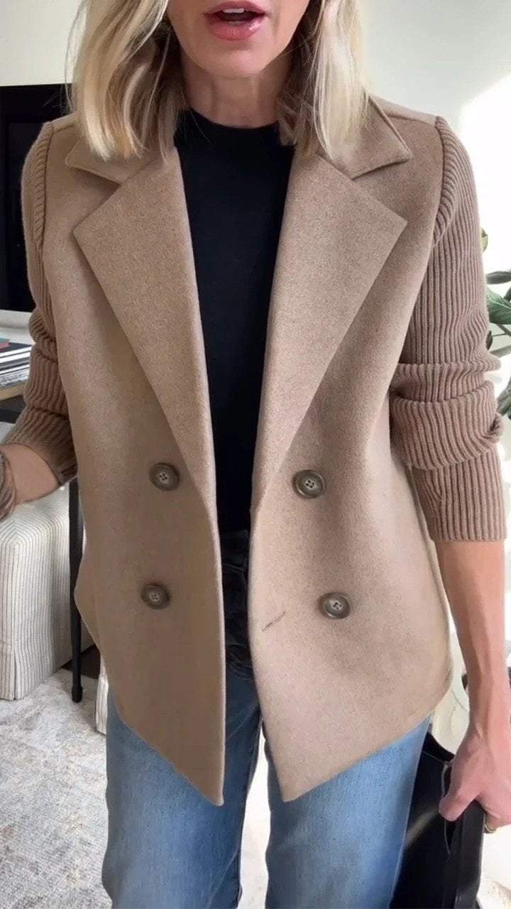 Camryn™ Elegant Knit-Sleeve Blazer