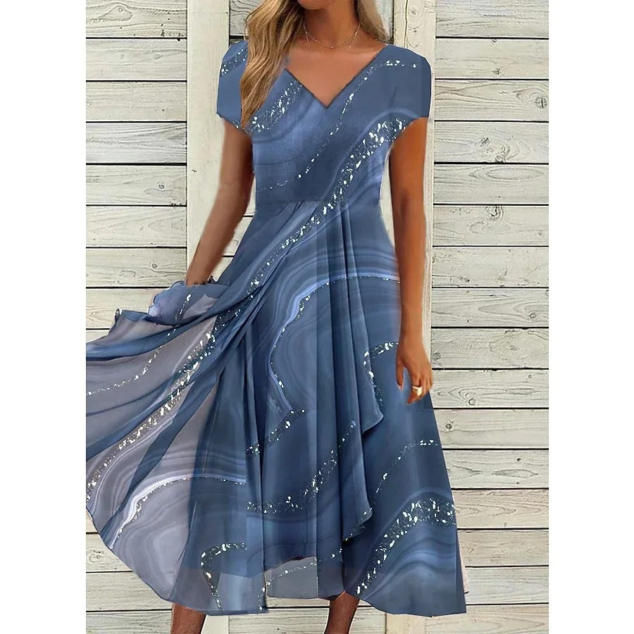 Josephine™ Elegant V-Neck Midi Dress
