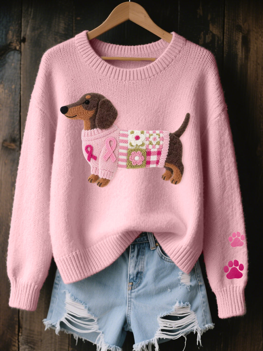 Sweater in Knit with Dachshund Pattern