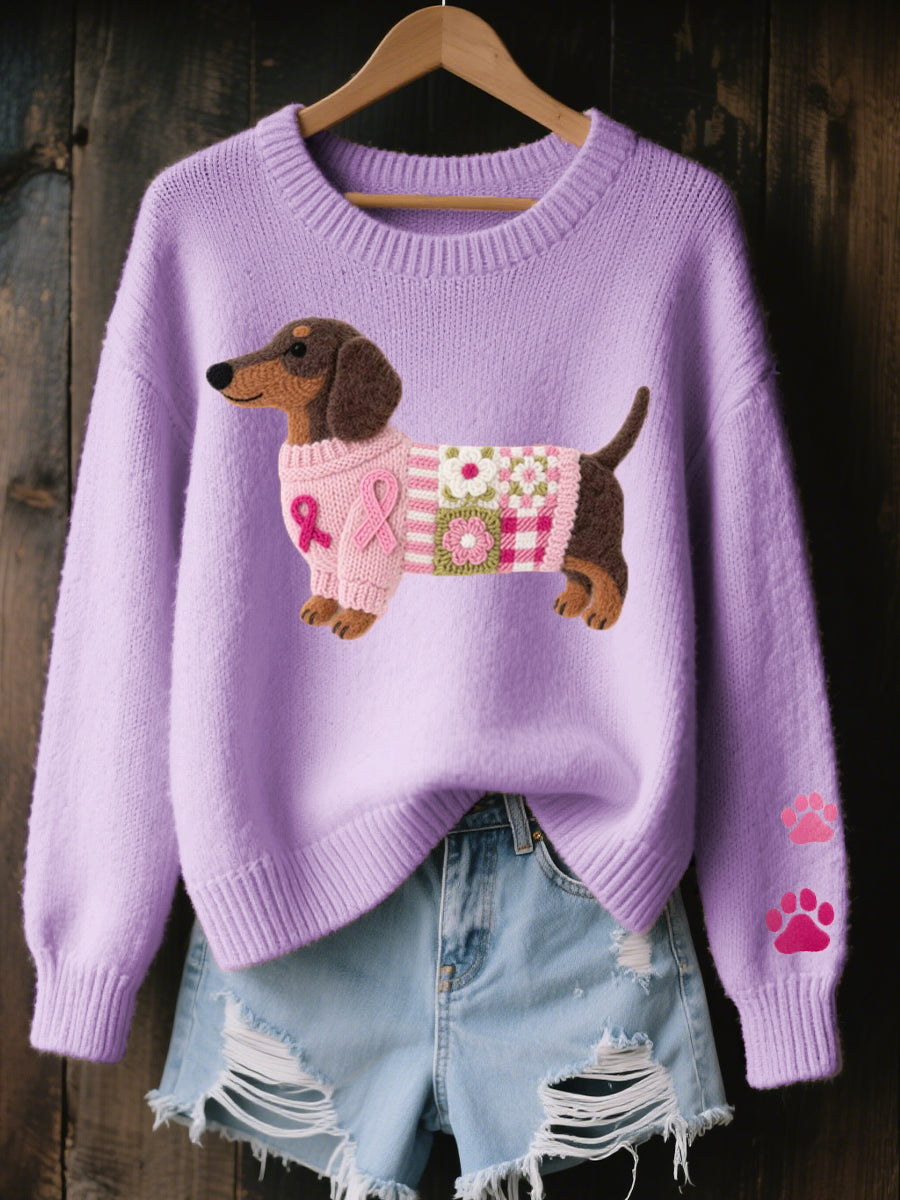 Sweater in Knit with Dachshund Pattern
