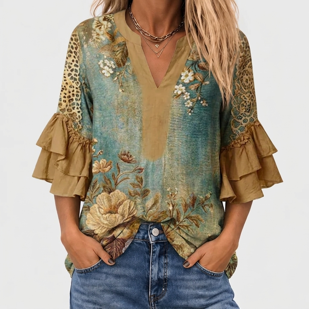 Zaria™ - Vintage Blouse With Floral Print