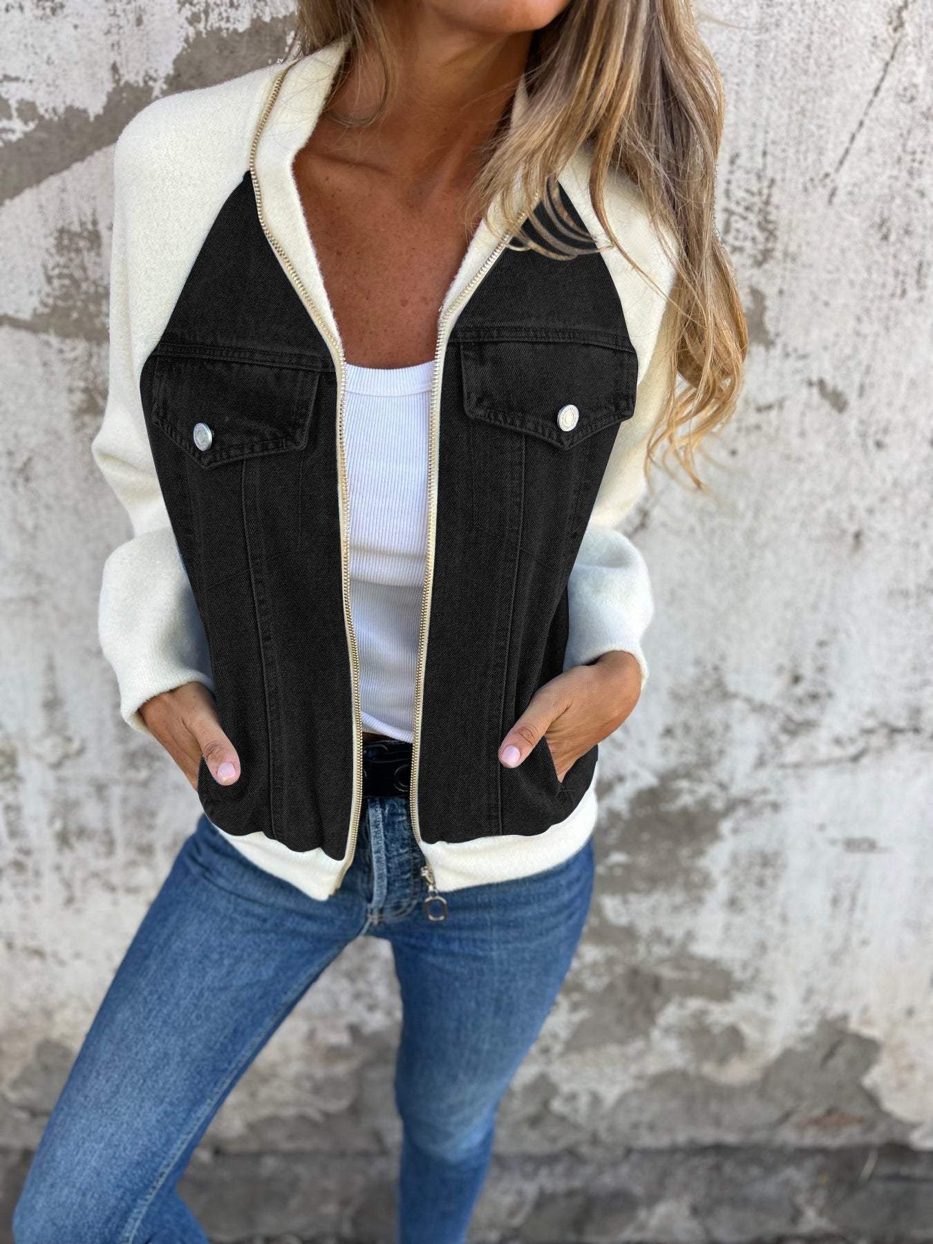 Oliva™ Modern Jacket with Denim Fabric