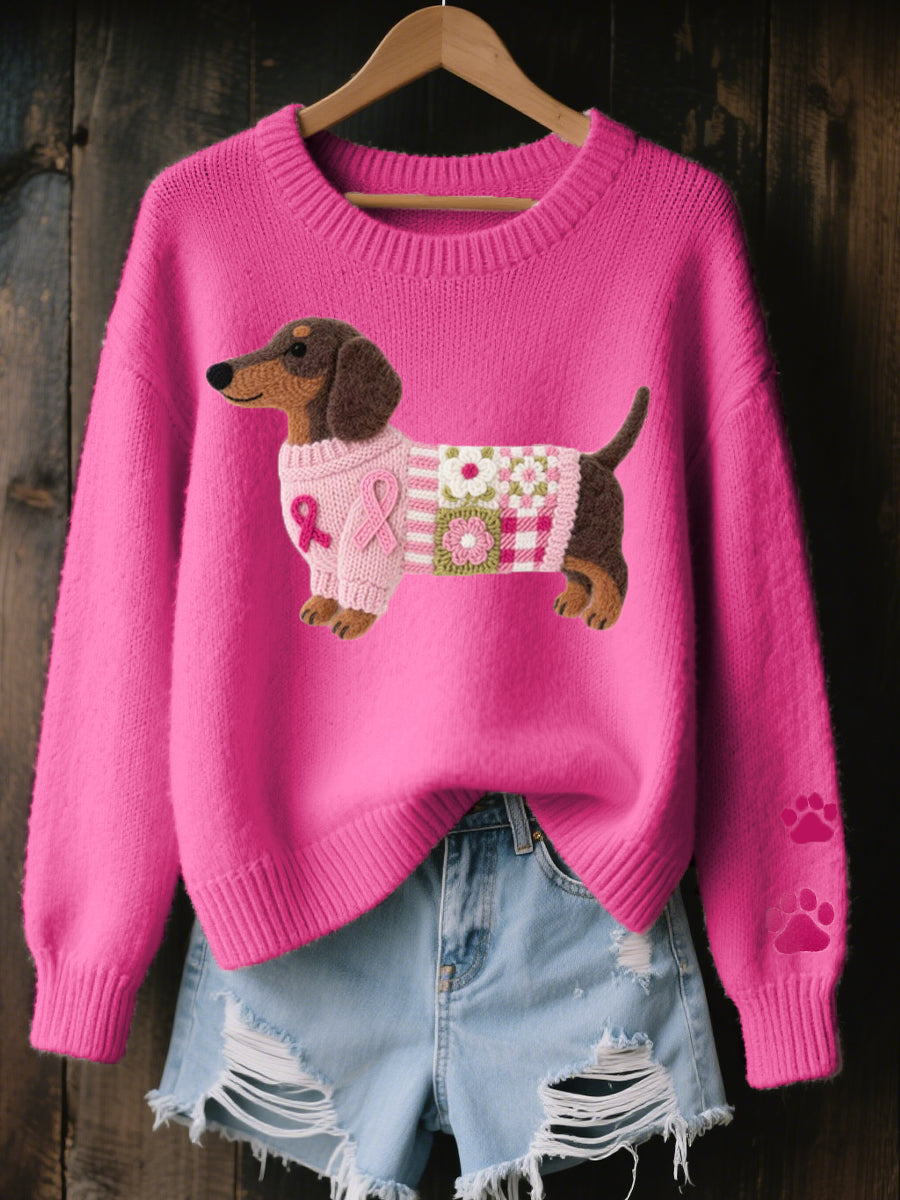 Sweater in Knit with Dachshund Pattern