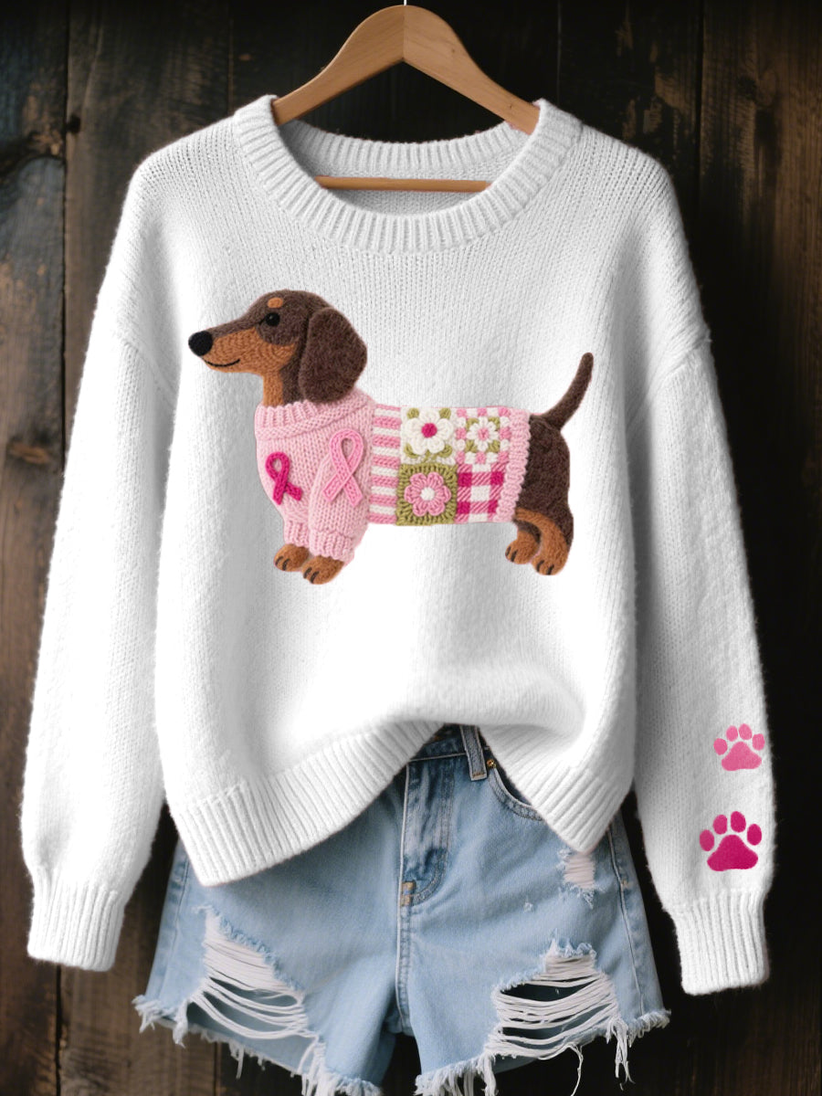 Sweater in Knit with Dachshund Pattern