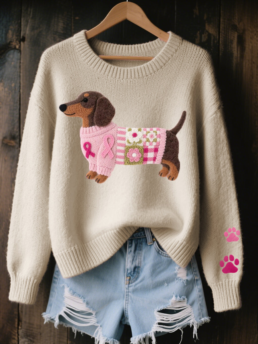 Sweater in Knit with Dachshund Pattern